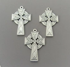 Lot 3 CROSS Celtic Making Rosary Crucifix Supplies Parts ITALY C153 finsh SILVER