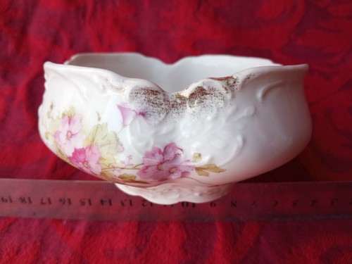 Vintage Wheelock Germany Schale Schale weiß Porzellan rosa Blume - Bild 6 von 11