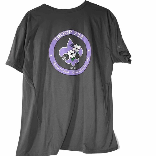T-shirt BSA grigia maniche corte Troop 233 Charlotte, nc nome sulla manica XL TS-284 - Foto 2 di 6
