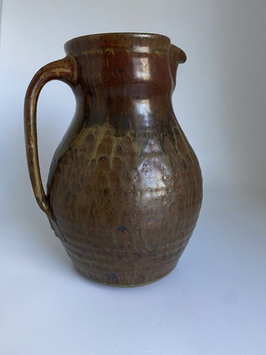 Vtg 1972 Helene Stoneware Pottery Brown Pitcher - Picture 3 of 23