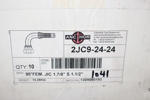 10 Caterpillar Fluid Systems - 1-1/2" Hose JIC 37° Female Nut Hydraulic Fitting - Picture 2 of 4