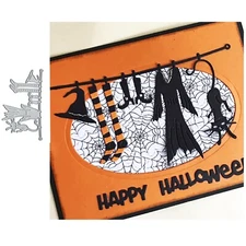 DDeehs Happy Halloween Metal Die Cuts ,Halloween Wizard Ghost Cat Socks Card ...