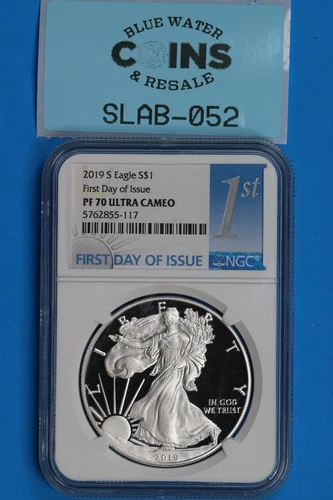 2019-S $1 SILVER AMERICAN EAGLE NGC PF70 ULTRA CAMEO PROOF FDOI SLAB-052