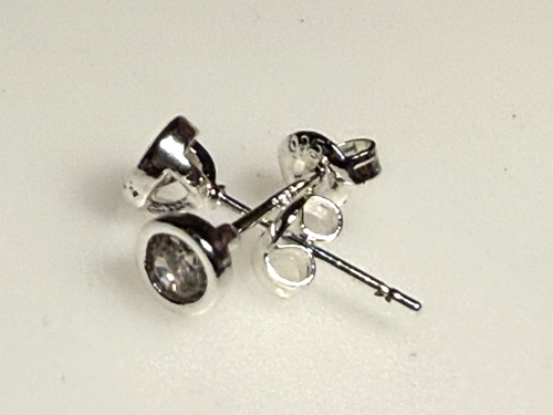 Vintage Sterling Silver Earrings 925 Jewellery Stud Crystal 0.82g - Picture 5 of 7