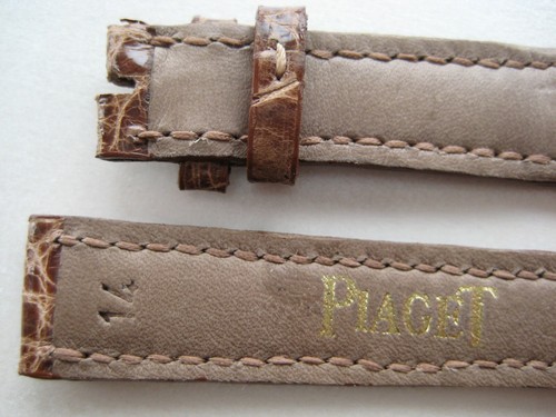 GENUINE PIAGET LADIES WATCH STRAP BAND BROWN ALLIGA CROCO LEATHER 14 mm x 12 mm - Picture 10 of 11