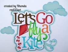 Fly Kites boy girl play paper piecing title premade scrapbook Rhonda rm613art