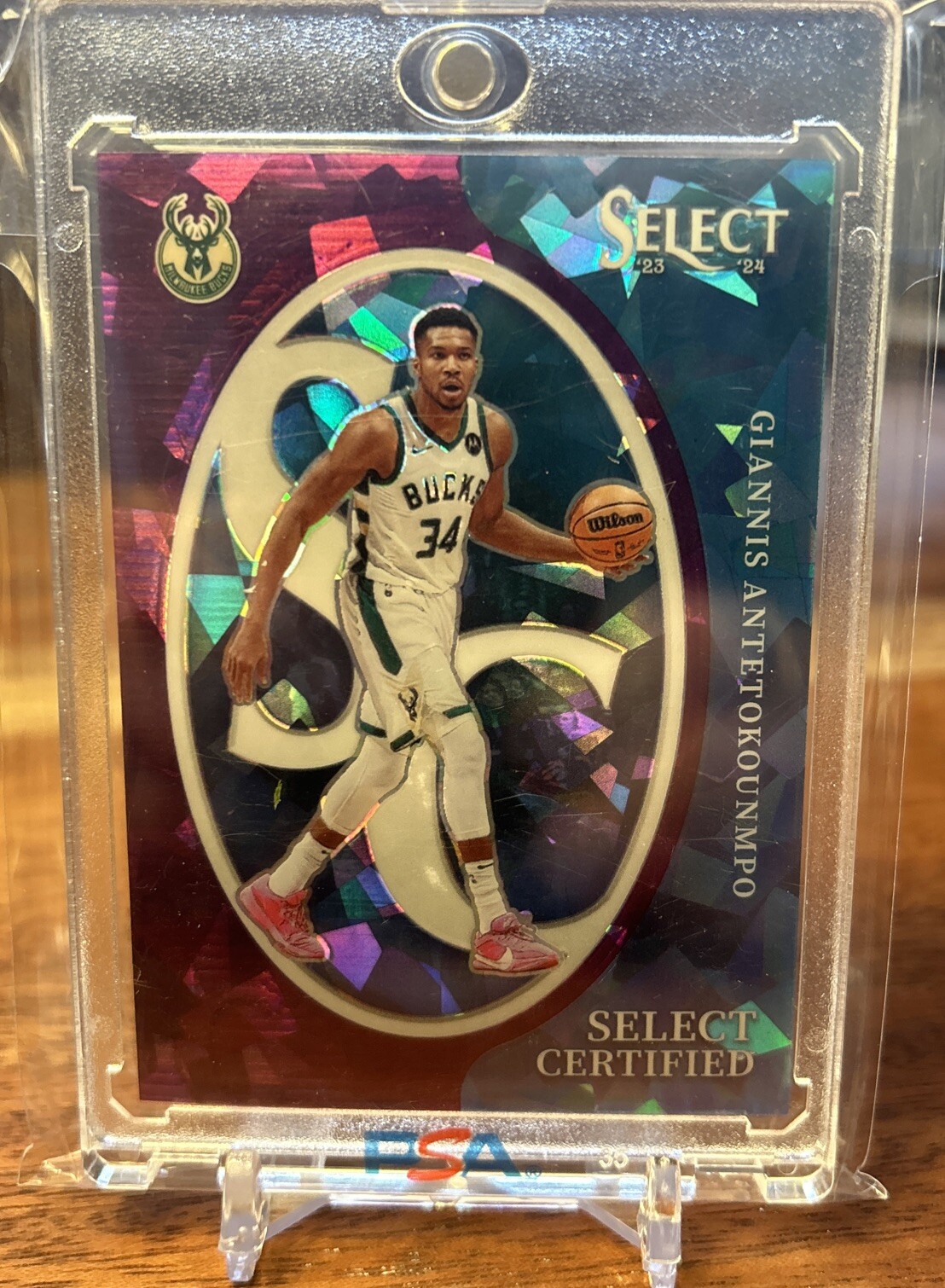 2023 Select Certified #13 Giannis Antetokounmpo Purple Cracked Ice Prizm /75