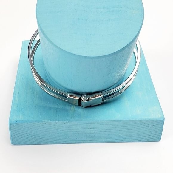 Flower Statement Clasp Cuff Rhinestone Embellished - image 5