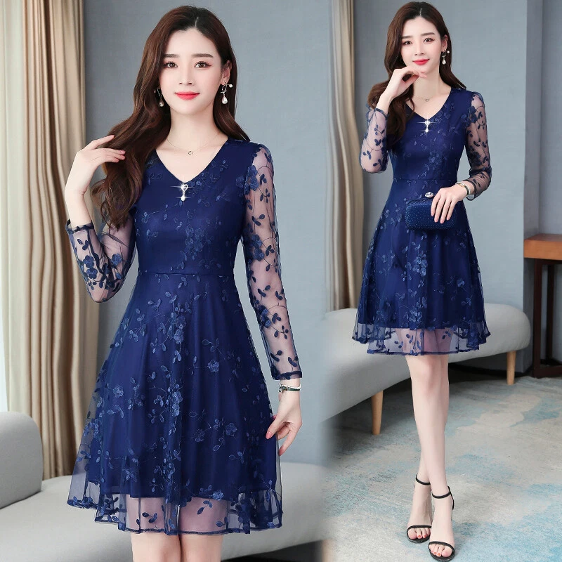 Fit and flare occasion dress with sleeves cheap