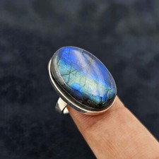 Labradorite 925 Solid Sterling Silver Handmade Bezel Anniversary Gift ring
