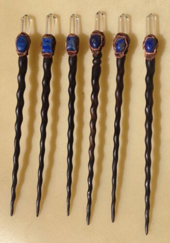 Twisty Hair Stick with Lapis Lazuli gemstone and Quartz Crystal - Picture 1 of 1