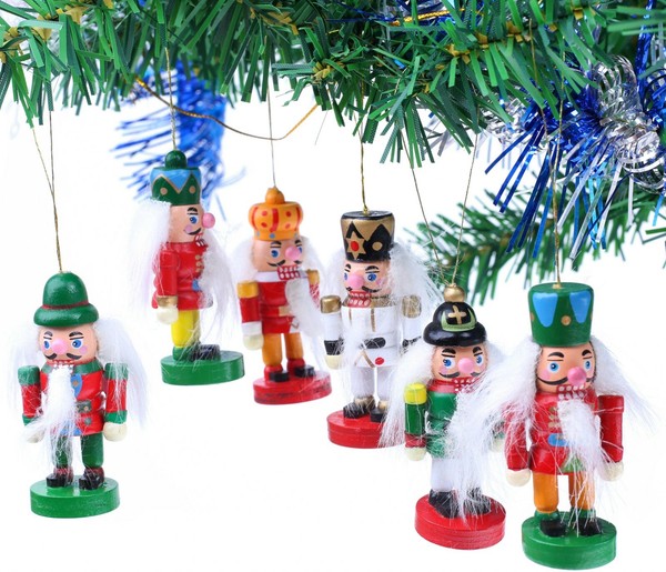 6 Nussknacker Holz Figuren AnhäNger Weihnachten Bunt Nostalgie Christbaumschmuck-image