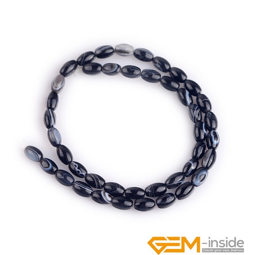 Natural Botswana Agate Gemstone Olivary Rice Beads for Jewelry Making 15'' 6x9mm - Imagen 8 de 34