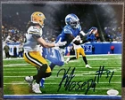 Kerby Joseph Signed 8x10 Detroit Lions Interception vs Green Bay Photo JSA Cert