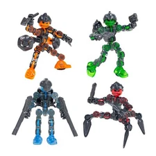 Zing Klikbot Complete Set of 4 Poseable Action Figures with Weapons, Translucent