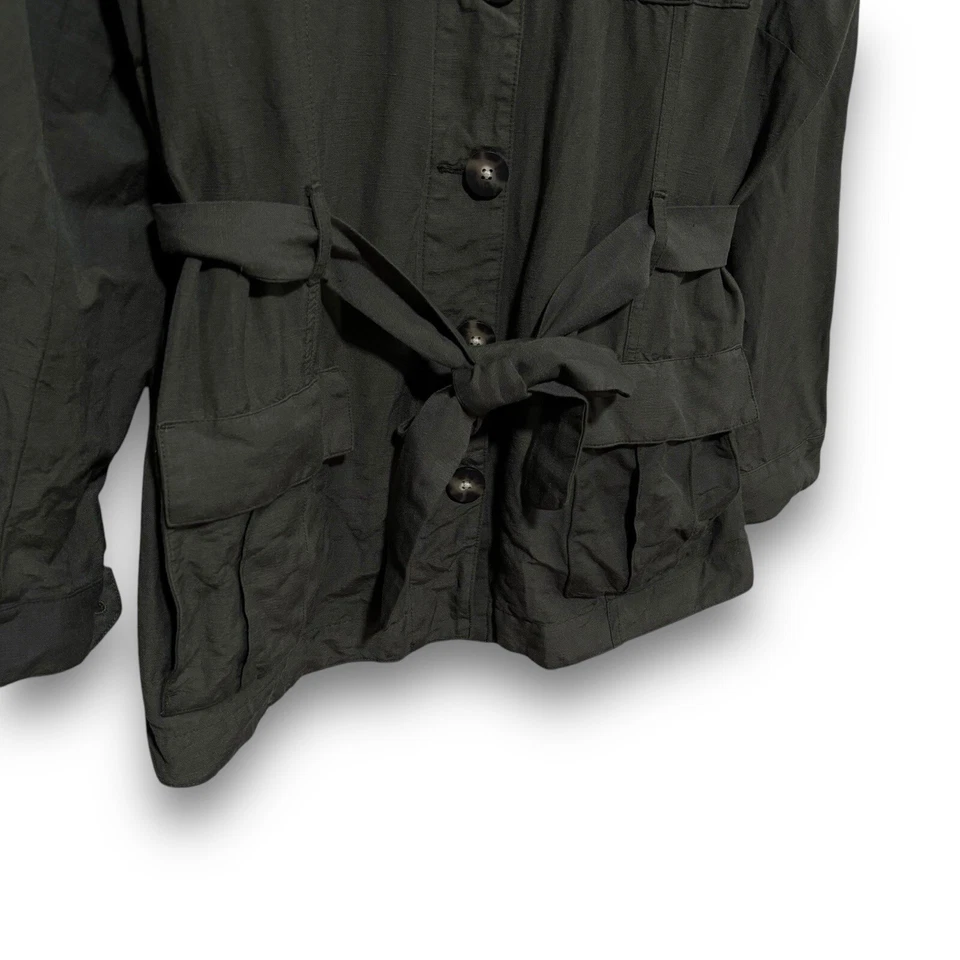 J Jill Mujer Mezcla de Lino Utilidad Abotonada Salvia Talla Grande 20 x 28 Foto 3 de 4