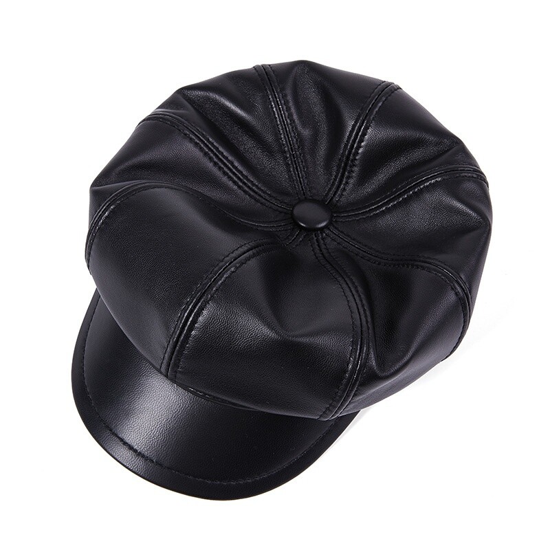 Leder Newsboy Cap Damen - Echte Leder Bäckerjungen Mütze Vintage Style