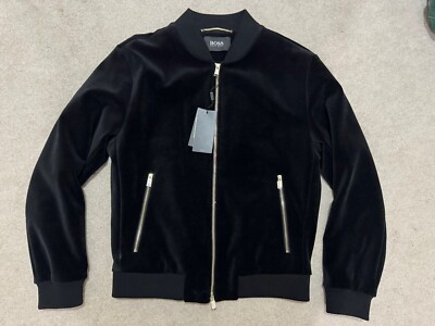 Hugo Boss SCHWARZE BOMBERJACKE GRÖSSEN 50 & 52 NEU UVP £525