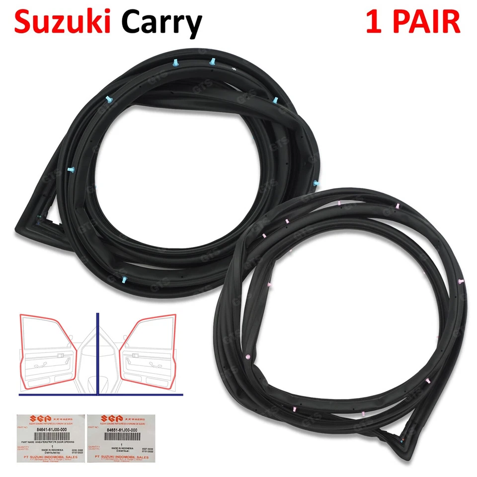 Front L+R Door Rubber Seal Weatherstrip Fits Suzuki Carry APV Truck 2010 - '17 - Image 2 of 4