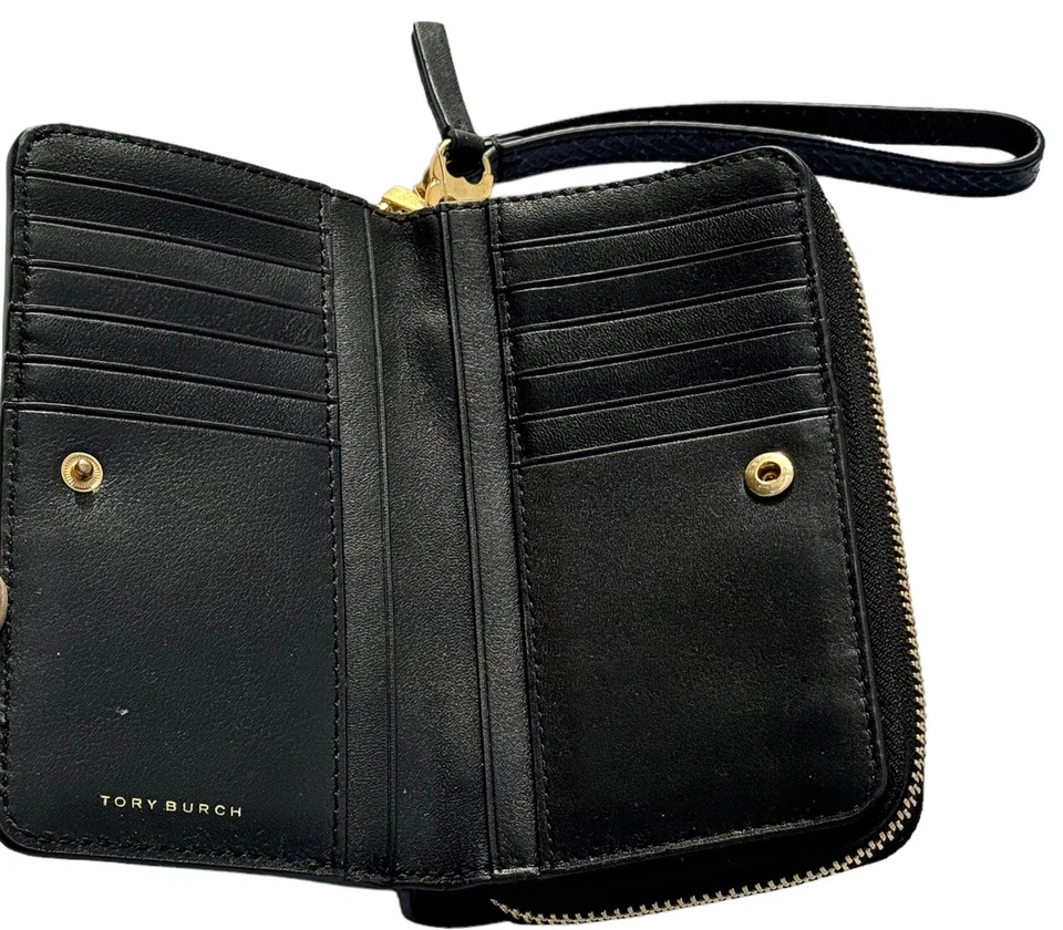 Cartera Continental TORY BURCH GEMINI LINK SERPIENTE CREMALLERA Azul Marino Negra Foto 3 de 4