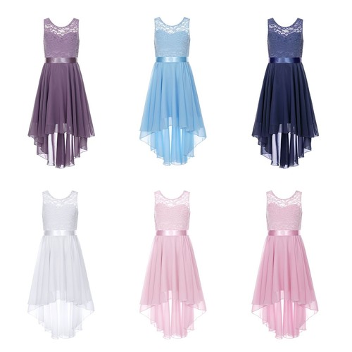Kids Girls Dress Cut-out Sundress Lace Floral Ball Gown Prom Ball Flower Girl - Picture 3 of 62
