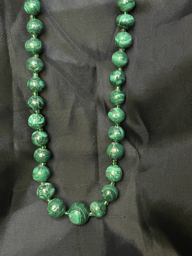 Vintage Malachite Beaded Necklace Graduated Malachite Gemstone Necklace 25" Long - Picture 4 of 11