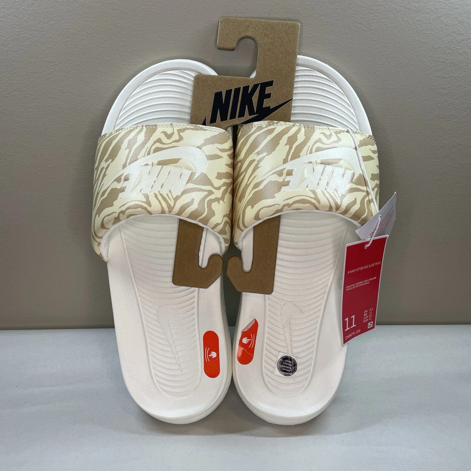 Sandali Nike Victori One Print slip on slides taglia donna 11 CN9676 105 Tiger