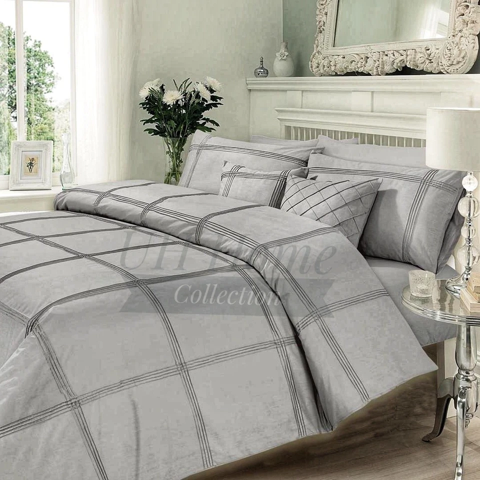 Juego de sábanas gris plata de 8 piezas con fundas de edredón, almohada y cojines Foto 2 de 3