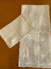 Tovaglia tavola + tovaglioli 12 persone lino e pizzo agrolese