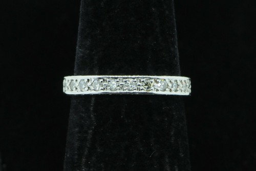 Art Deco Style 14K White Gold 22 Brilliant Round Eternity Band (Size 6 1/2) - Picture 2 of 6