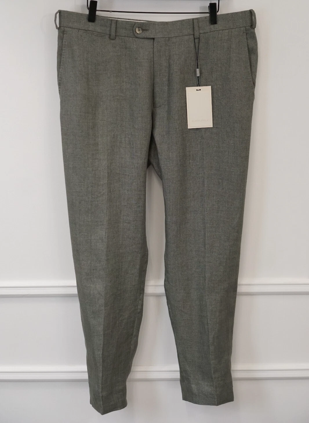 Men Suitsupply Trousers 100% Linen Green Soho Size EU52S UK/US42S 26