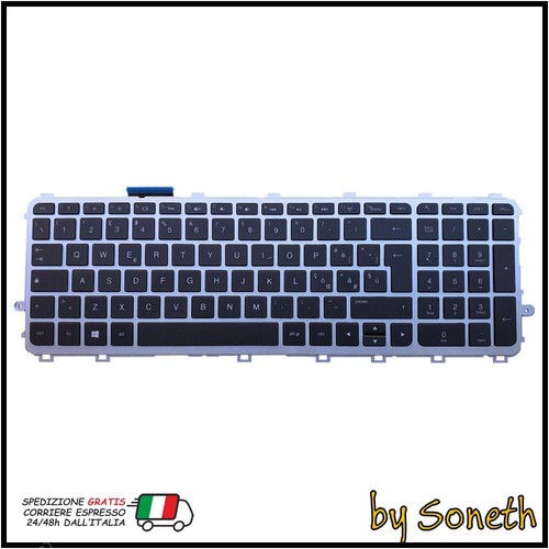 TASTIERA ITALIANA PER HP ENVY 15-J104EL NERA FRAME SILVER RETROILLUMINATA - Foto 2 di 3