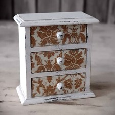 Vintage Schmuckschränkchen 3 Schubladen 16x18x8cm Schmuckkommode Holzschränkchen