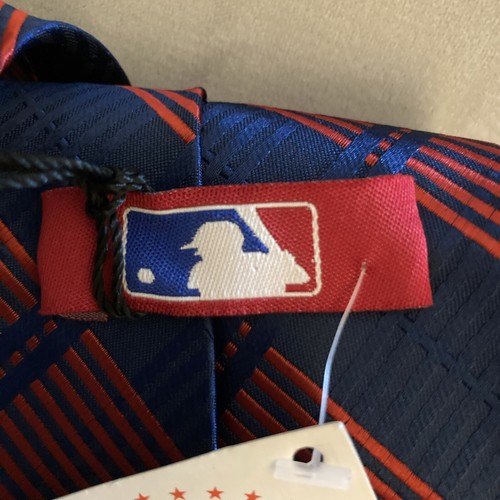 MLB Authentic Boston Red Socks Silk Men’s Tie 60” New NWT Blue Red Geometric - Picture 5 of 10