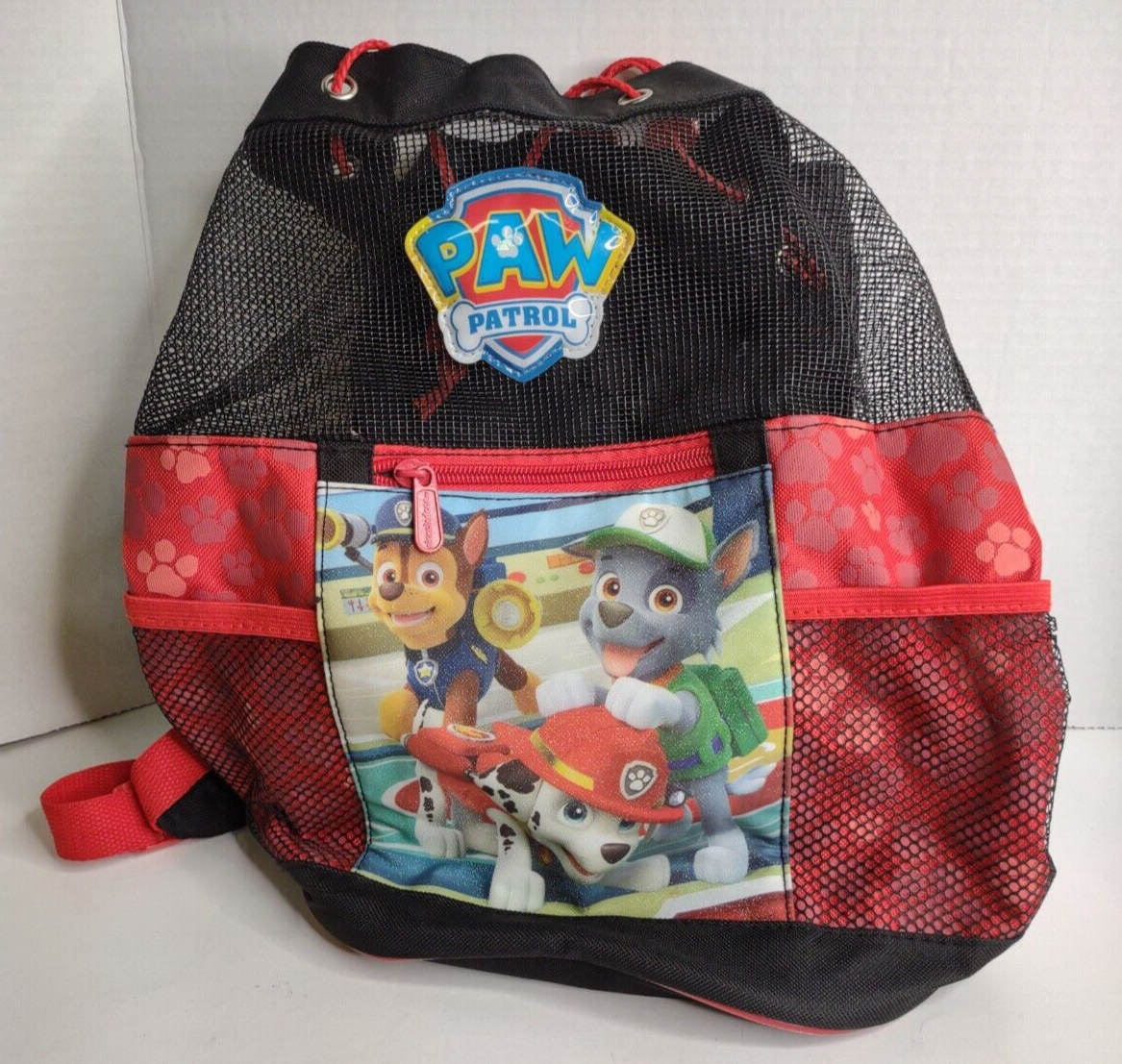 Paw Patrol Cinch Backpack Red Black Chase Mesh