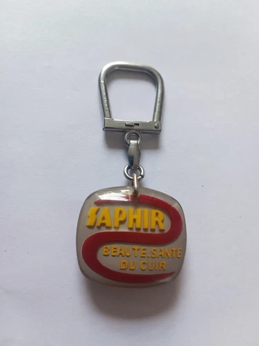 Porte-clés BOURBON Gris SAPHIR Beauté Santé du Cuir Keychain Vintage 60'