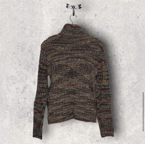 Vintage Columbia Chunky Knit Wool Turtleneck Sweater Womens M Muted Neutral - Picture 4 of 6