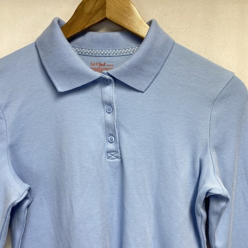 Cat & Jack School Uniform Polo Shirt Long Sleeve Girls XL (14) Light Blue Used - Picture 8 of 10