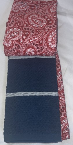 LAUREN RALPH LAUREN (3) KITCHEN TOWELS RED NAVY BLUE PAISLEY 17 X 28 COTTON NWT - 第 2/5 張圖片
