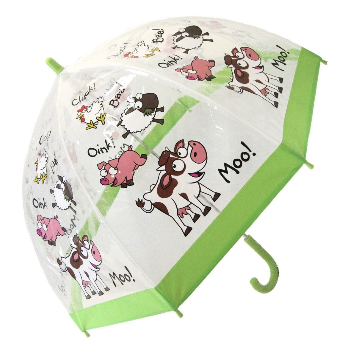 FARM Bright DOME Bugzz Kids Boys Girls PVC Umbrella Soakes Safe Opening Cows Pig