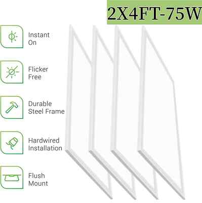 Dimmable 2x4 LED Panel Light,75W Recessed Edge-Lit Drop Ceiling Lights, 100-277V