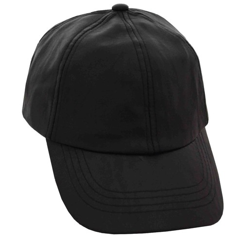 DPC Men's Unstructured Faux Leather Baseball Cap Black - Picture 1 of 2