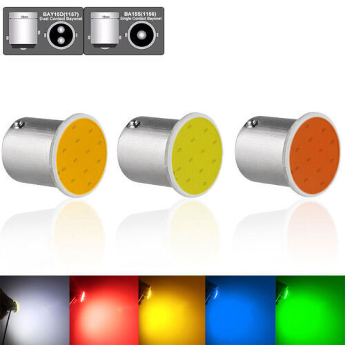 2x LED Car Light R5W BA15S 1156 P21W 12V Single Contact COB Plate Bulb - Picture 1 of 13