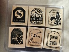 Stampin Up TOO TERRIFIC TAGS Smile, Always, Yum Yum, set of 6 Retired