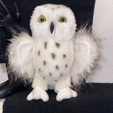 DOUGLAS  Snowy Owl  Stuffed Animal 9  White/Black Feathers Spotted Chest NWOT