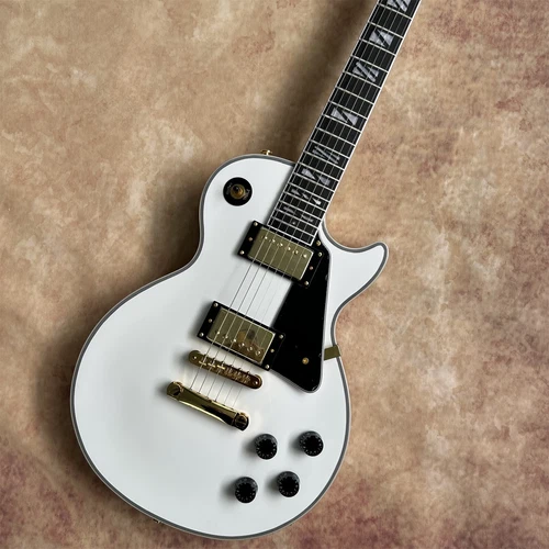 Alpine White LP Electric Guitar: Solid Mahogany w/ Gold Bridge & HH Pickups