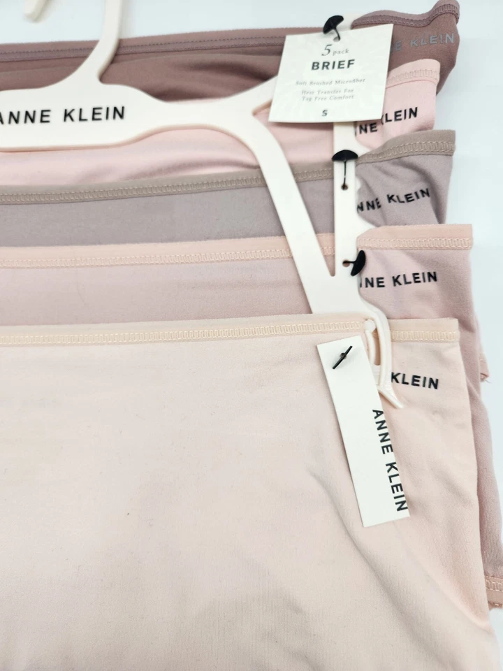 ANNE KLEIN 5Pk Women's S M L XL Microfiber Brief Panties Brown Beige Nude Ivory - Image 3 of 4