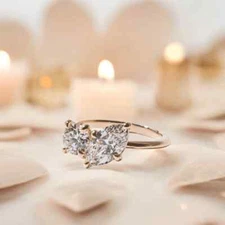 18K Rose Gold Toi Et Moi Lab Grown 2.00 Ct  Round Cut Diamond Wedding Ring