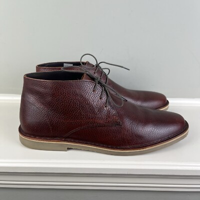 Crevo Hiller Mens Shoes Burgundy Brown Leather Chukka Boots  display picture 3