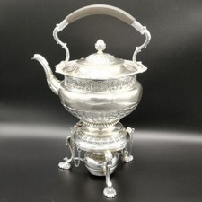 Gro&szlig;e Teekanne mit Rechaud aus 925er Sterling Silber